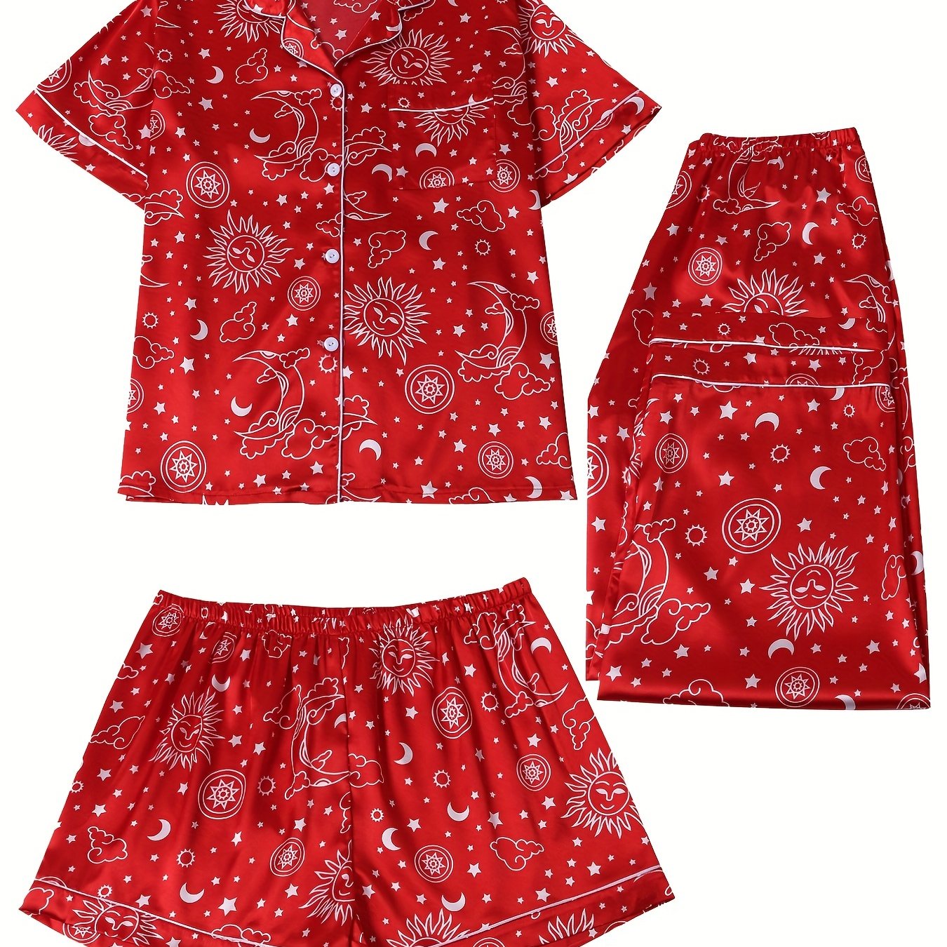 Women's Plus Moon & Star Print Pajama Set