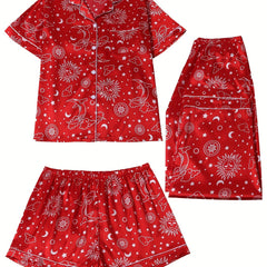 Women's Plus Moon & Star Print Pajama Set