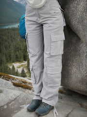 Retro Cargo Pants Women's Elastic Waist Loose Fit Wide Leg