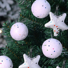 12pcs Star & Round Ball Christmas Tree Ornaments Home Decoration