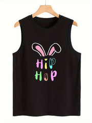 Rabbit Ear & Letter Print Vest Sleeveless Sports Top