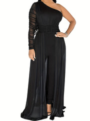 One Shoulder Jumpsuit With Overskirt Casual Women's Clothing