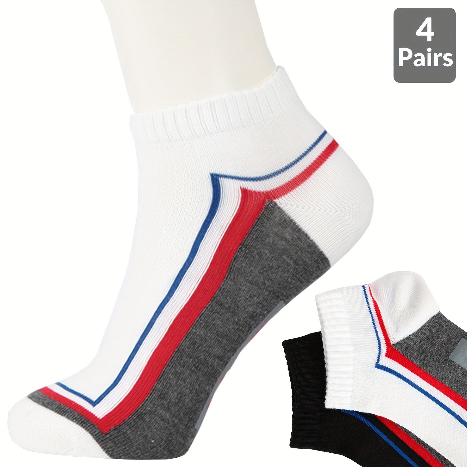 4 Pairs Men's Mid Crew Sport Socks Mesh Sweat Absorbing Cotton Blend