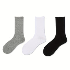 3 Pairs Solid Socks Comfy & Breathable All Match Women's Stockings