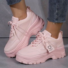 Pink Chunky Sneakers Low Top Platform Sports Shoes