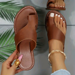 Women's Flat Sandals Faux Leather Casual Slides