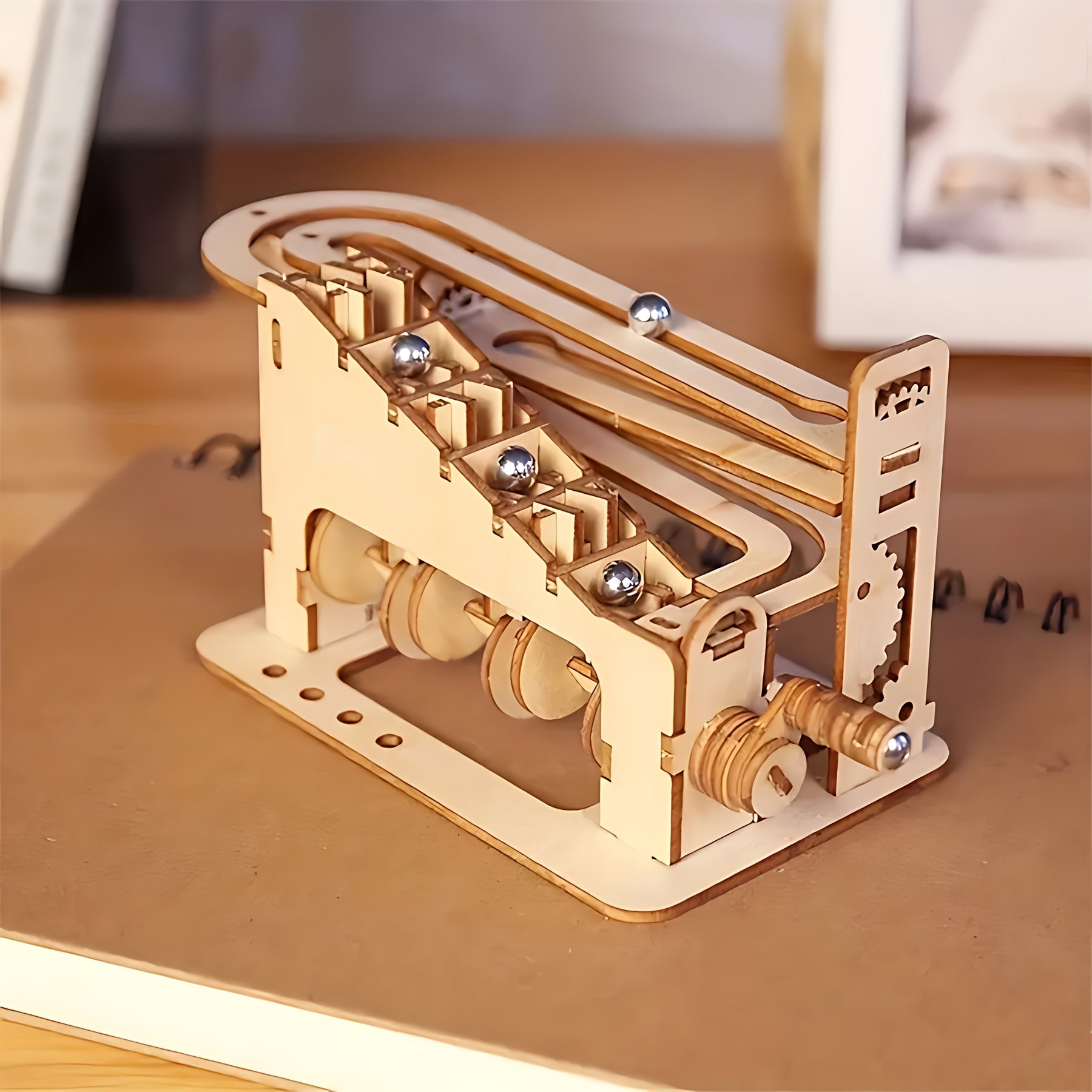 Wooden Puzzle Marble Run Mechanical Building Game