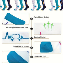 3 Pairs Compression Socks for Men and Women Knee High Stocking for Sports