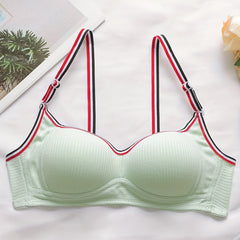 Stripe Strap Wireless Bralettes Ribbed Thin Cup Intimates Women's Lingerie