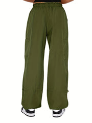 Wide Leg Parachute Pants Solid Casual Every Pants Women's Clothing