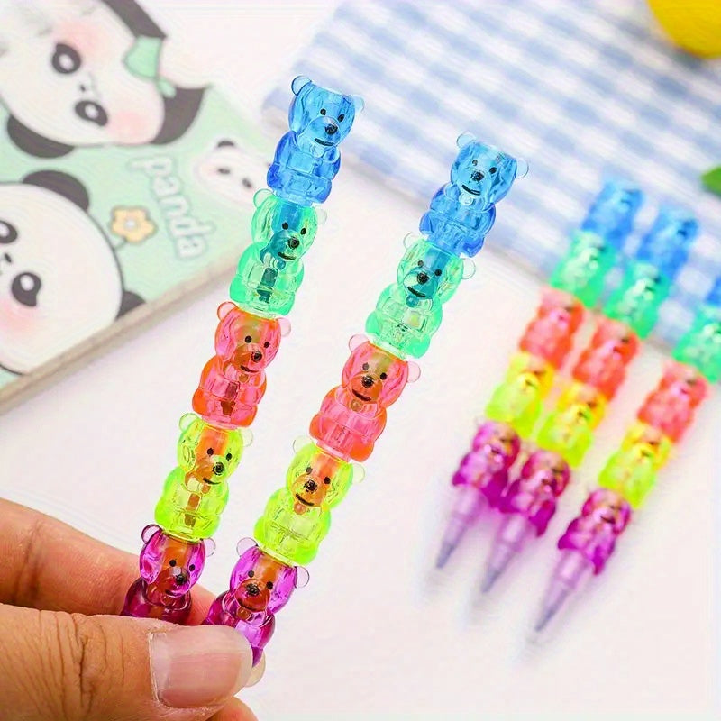 10 Pastel Bear Crayons, Kids' Party Favors, School Supplies
