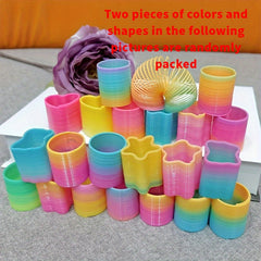 2pcs Mini Spring Toys Colorful Heart & Star Shaped Party Favors