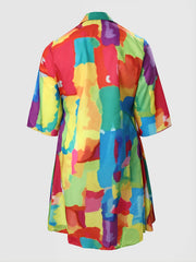 Print V Neck Midi Dress Women's Plus Party Dress