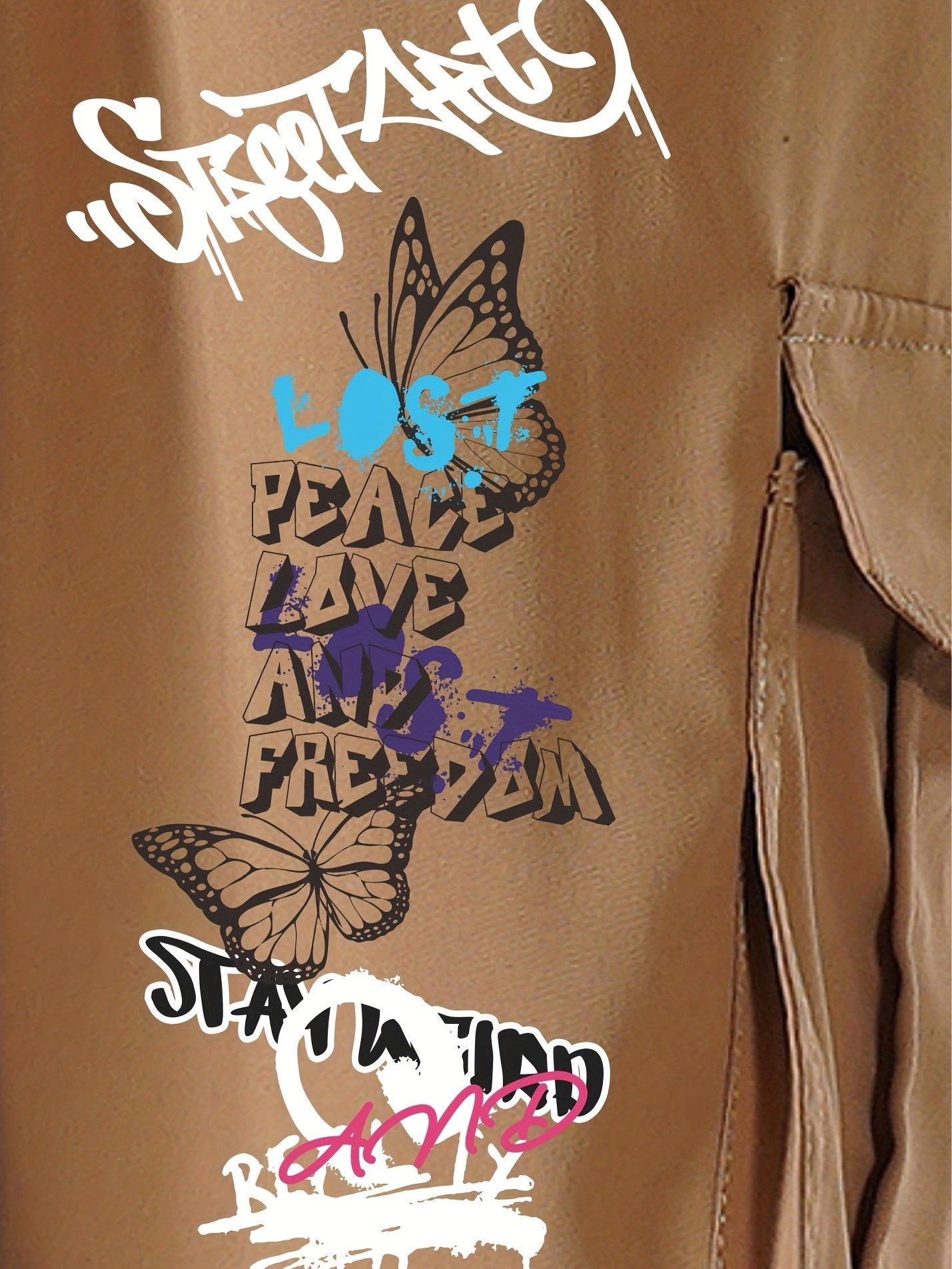 Smiling Face And Butterfly Men's Casual Cargo Pants For Spring And Fall