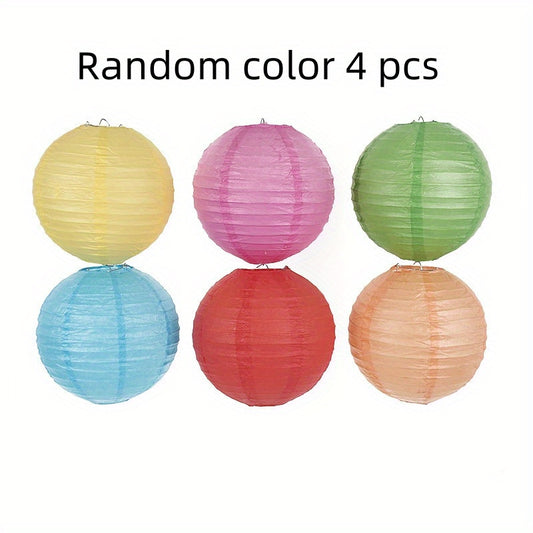 4pcs Colored Paper Lantern DIY Round Lantern Mall Decoration