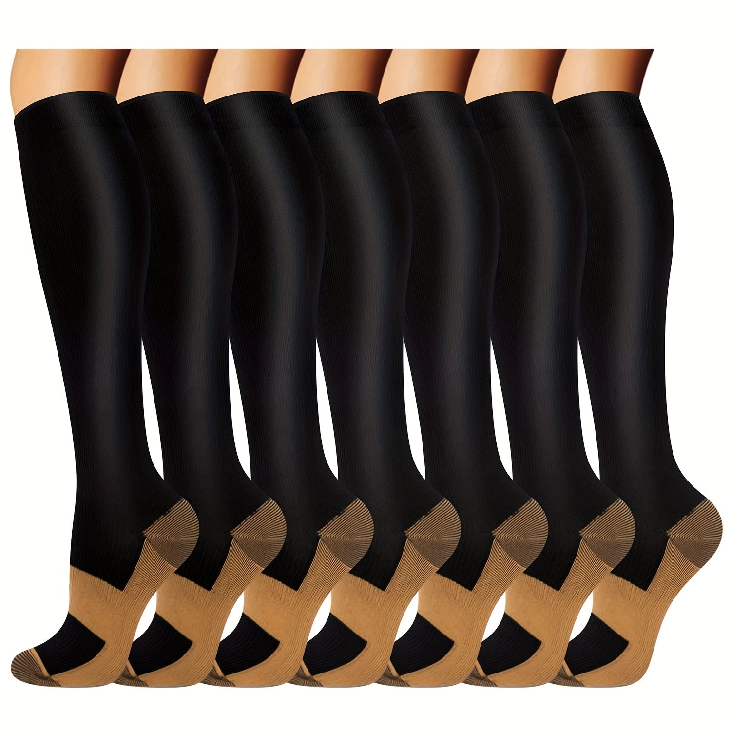 7 Pairs Copper Compression Socks Men Women Improve Circulation Boost Performance