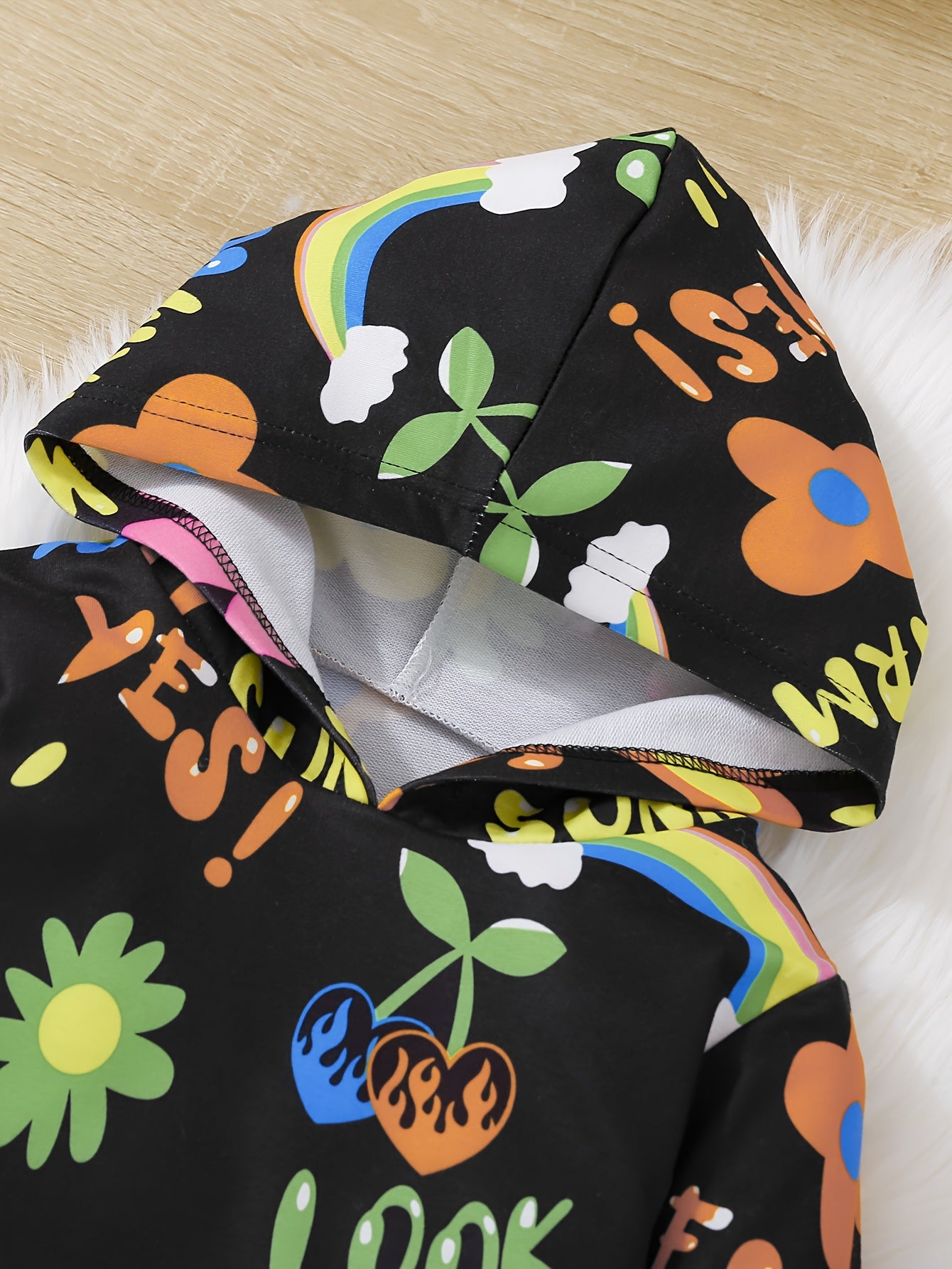 Girl's Cartoon Floral 2pcs Set SUNSHINE Print Casual Outfits for Spring Fall