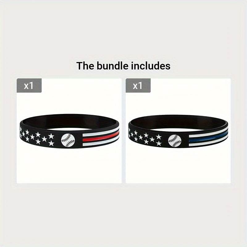 2pcs Baseball Softball Bracelet Sports Rubber Bracelet Running Elastic Bracelet