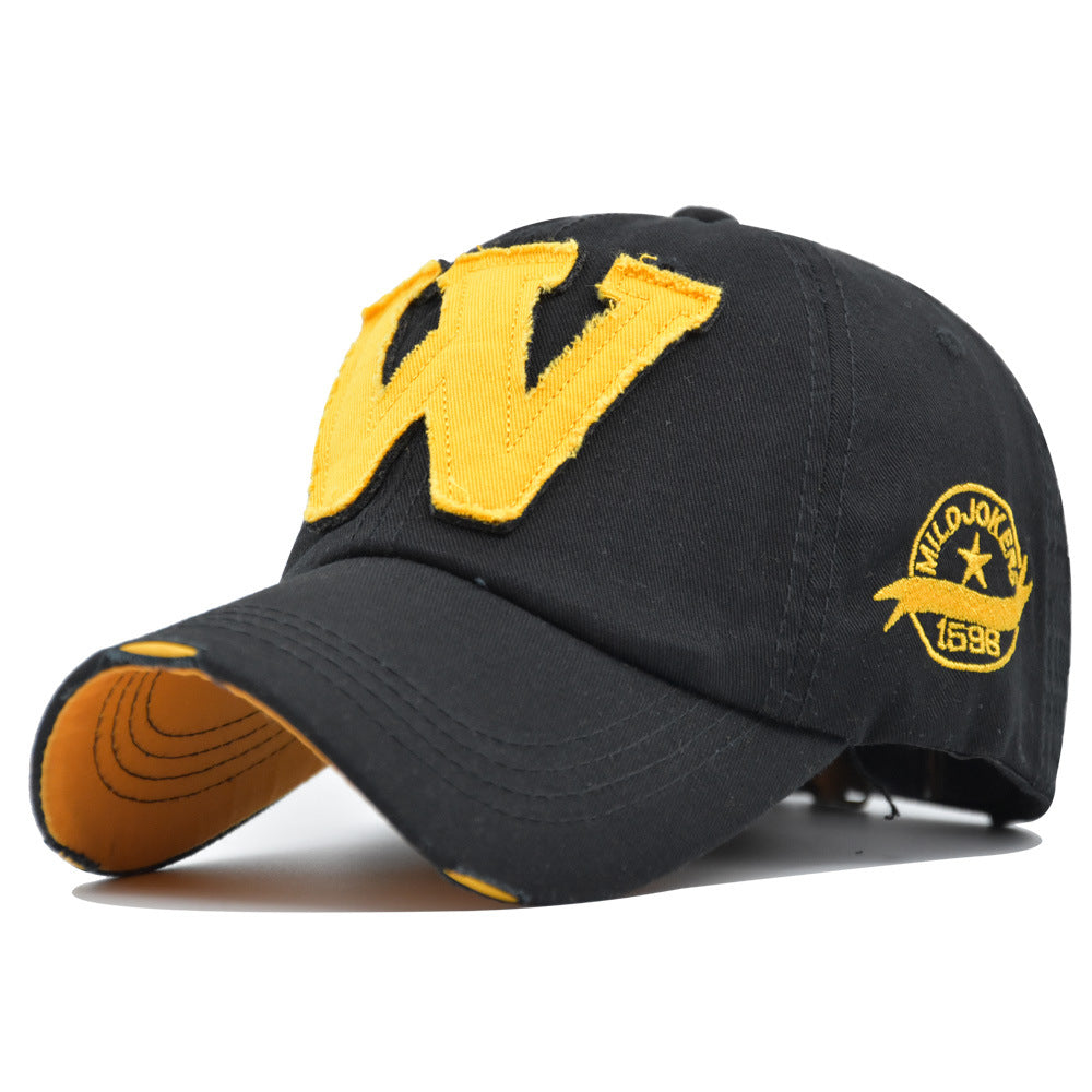 Vintage Applique Embroidery Baseball Cap Washed Hat Embroidered Alphabet