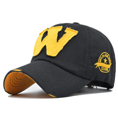 Vintage Applique Embroidery Baseball Cap Washed Hat Embroidered Alphabet
