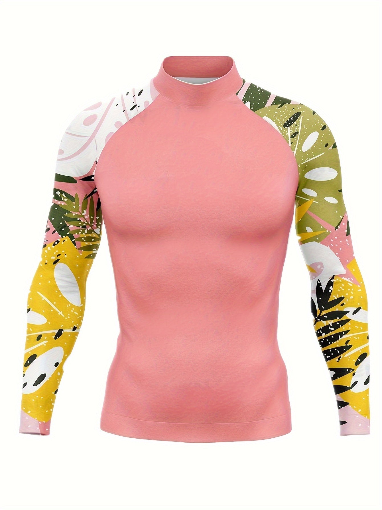 Men's Sun Protection Rash Guard Quick Dry Stand Collar Swimsuit Top