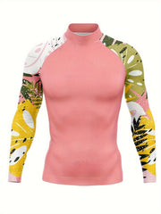 Men's Sun Protection Rash Guard Quick Dry Stand Collar Swimsuit Top