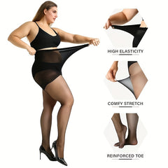 4 Pairs Plus Size Control Top Pantyhose