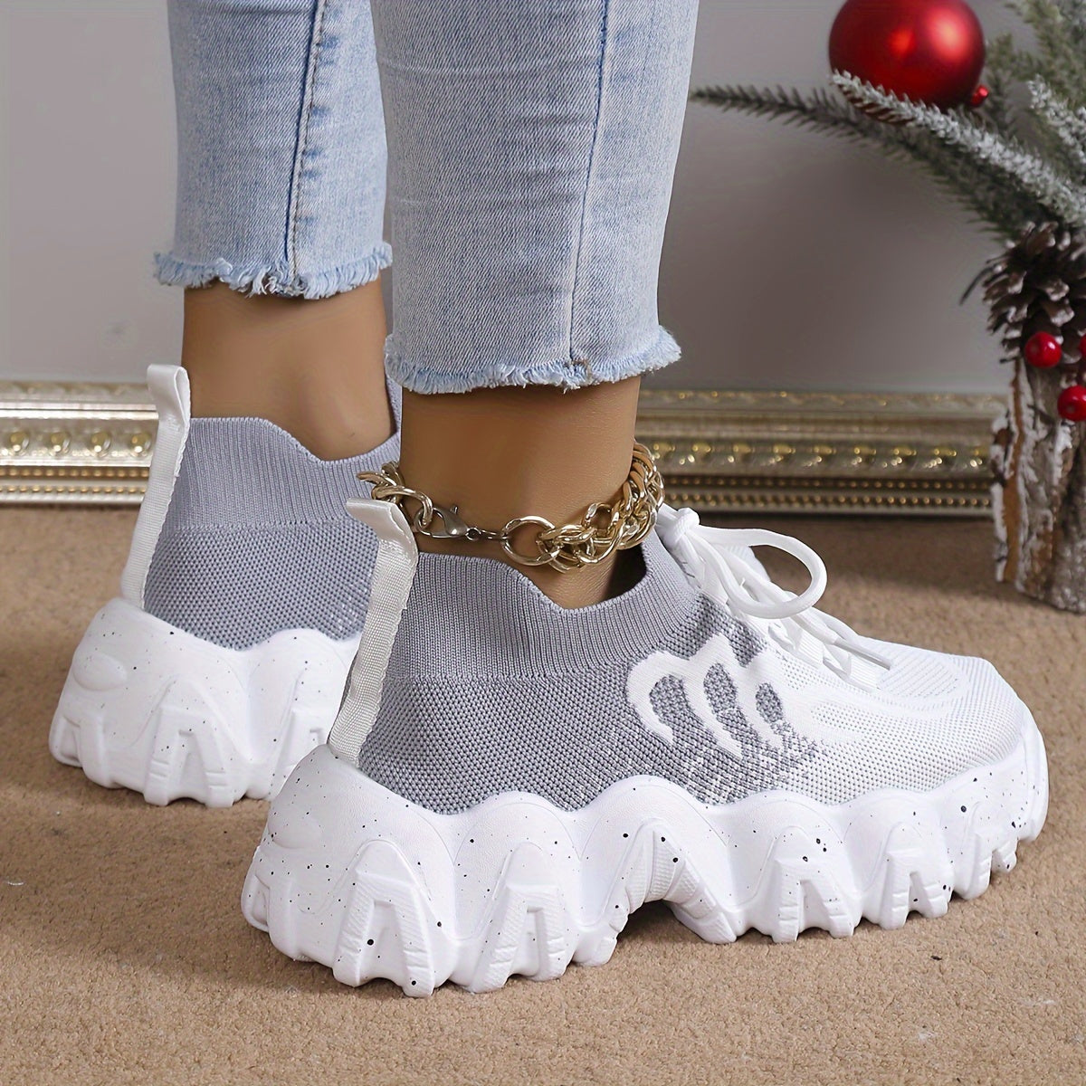 Mesh Breathable Chunky Sneakers Women's Running Shoes