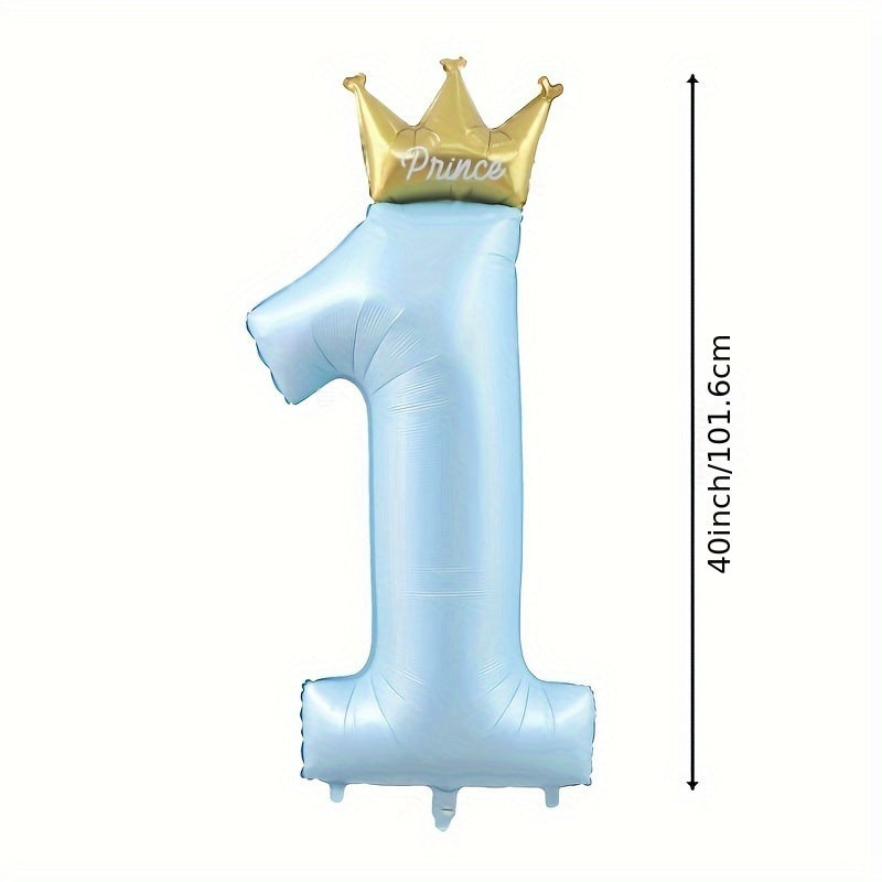 1st Birthday Decorations Number 1 Balloons Prince Princess Crown First Year