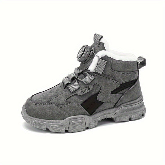 Warm Plus Fleece Boots with Rotating Button for Boys