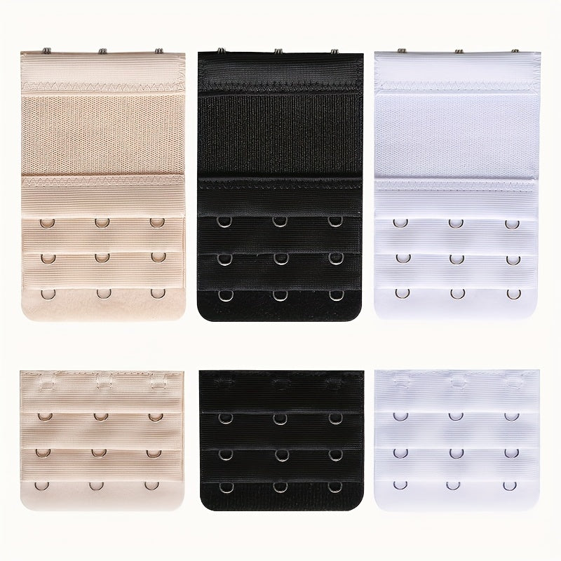 6pcs 3 Hooks Bra Strap Extenders Comfortable Adjustable Band Women's Accessories