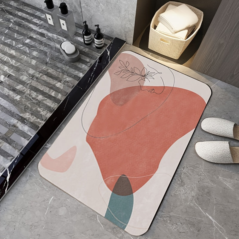 Gray Bath Mat Rug Quick Dry Rubber Backed Dirt Resistant Bathroom Rug Mat