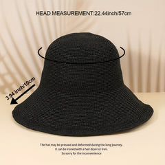 Bowknot Floppy Summer Bucket Hat Sun Hats Crochet Straw Hats