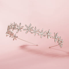 Rhinestone Crystal Tiara Crown for Women - Rose Golden