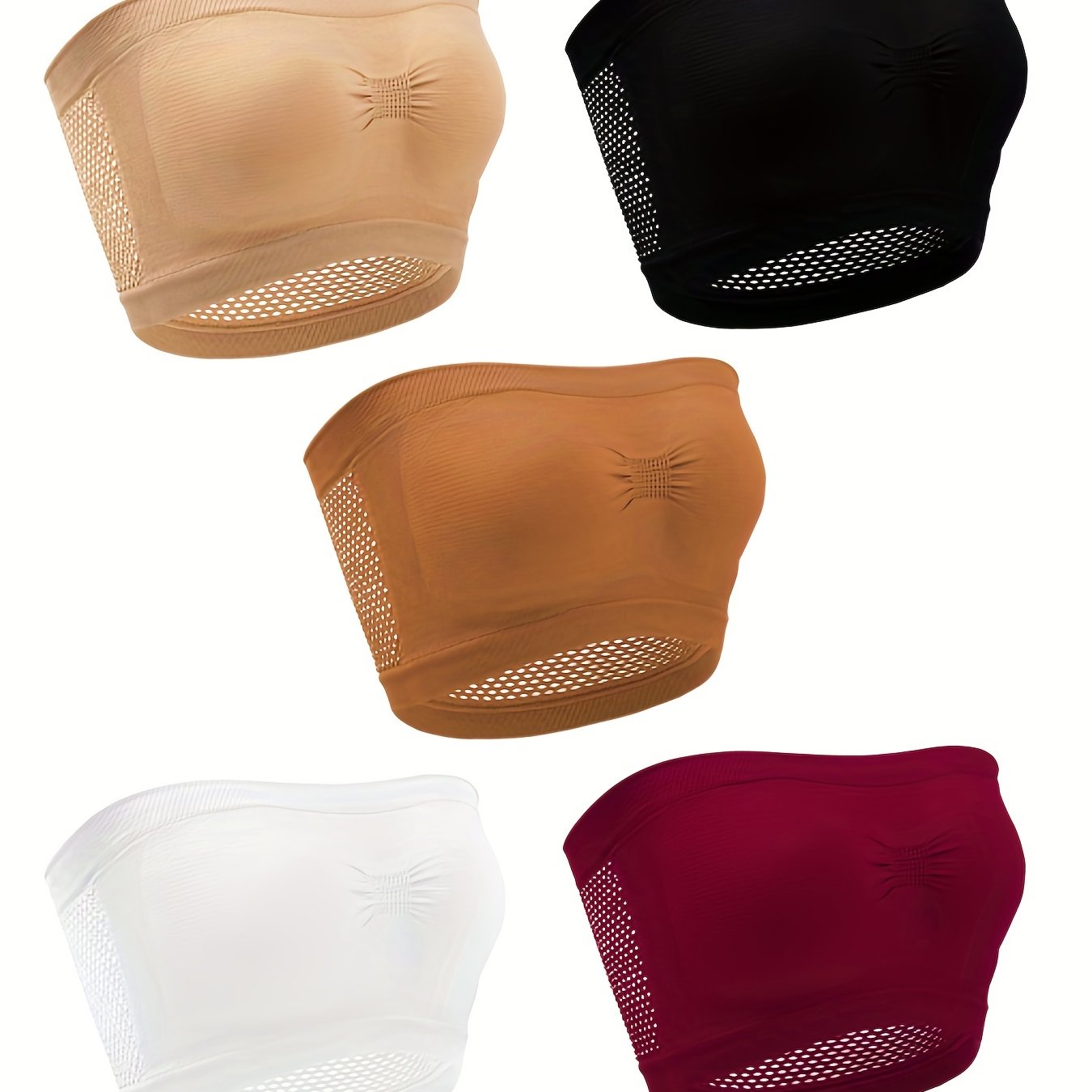 5pcs Breathable Tube Tops Stretchy Strapless Women's Lingerie