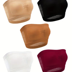 5pcs Breathable Tube Tops Stretchy Strapless Women's Lingerie
