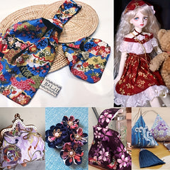 5pcs Japanese Style Fabric Squares Printed Cotton Wrapping Cloth Quilting