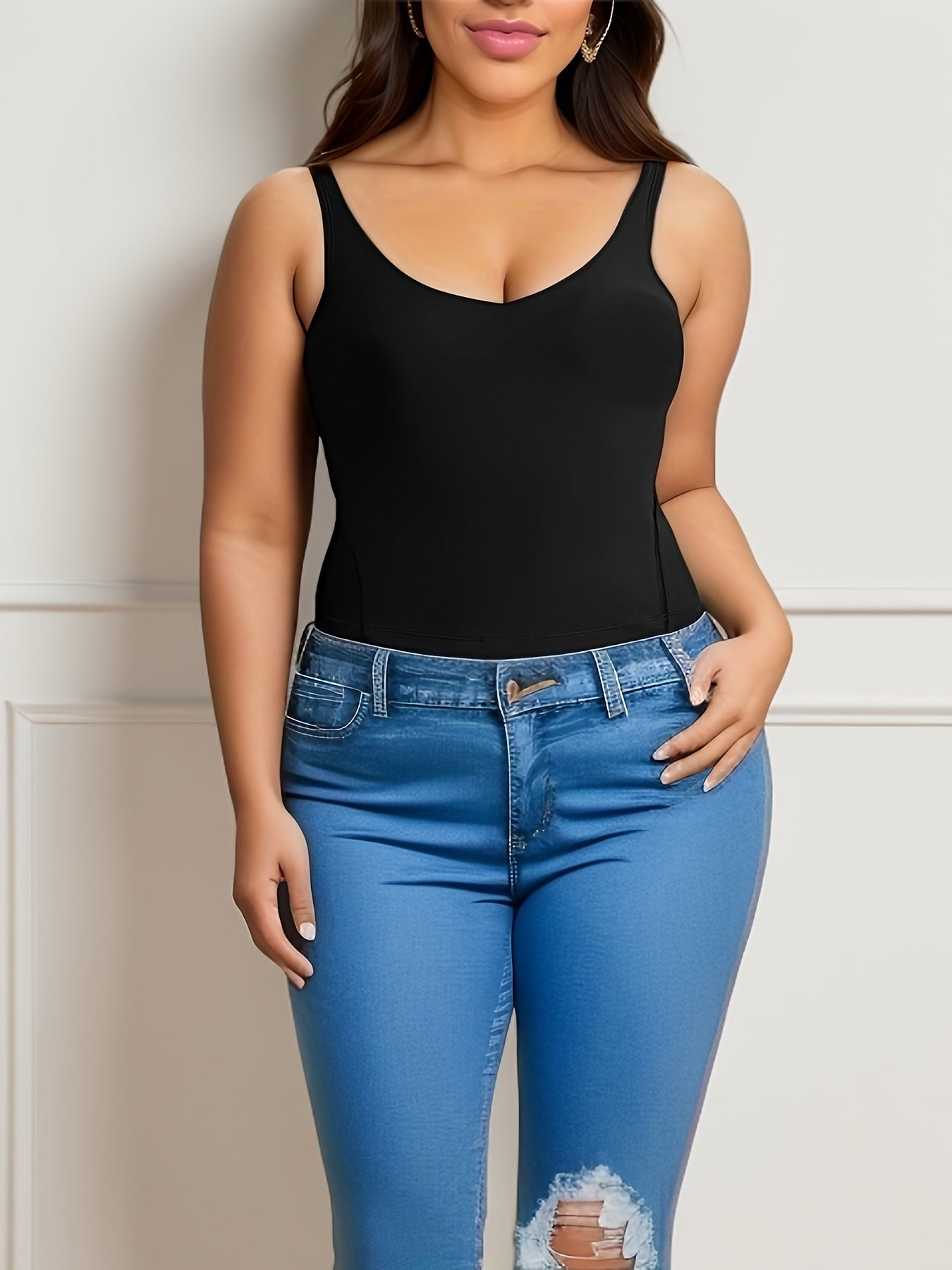 Solid V Neck Fitness Running Cami