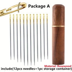 12pcs Side Hole Blind Needle With Needle Tube Hand Sewing Stainless Steel