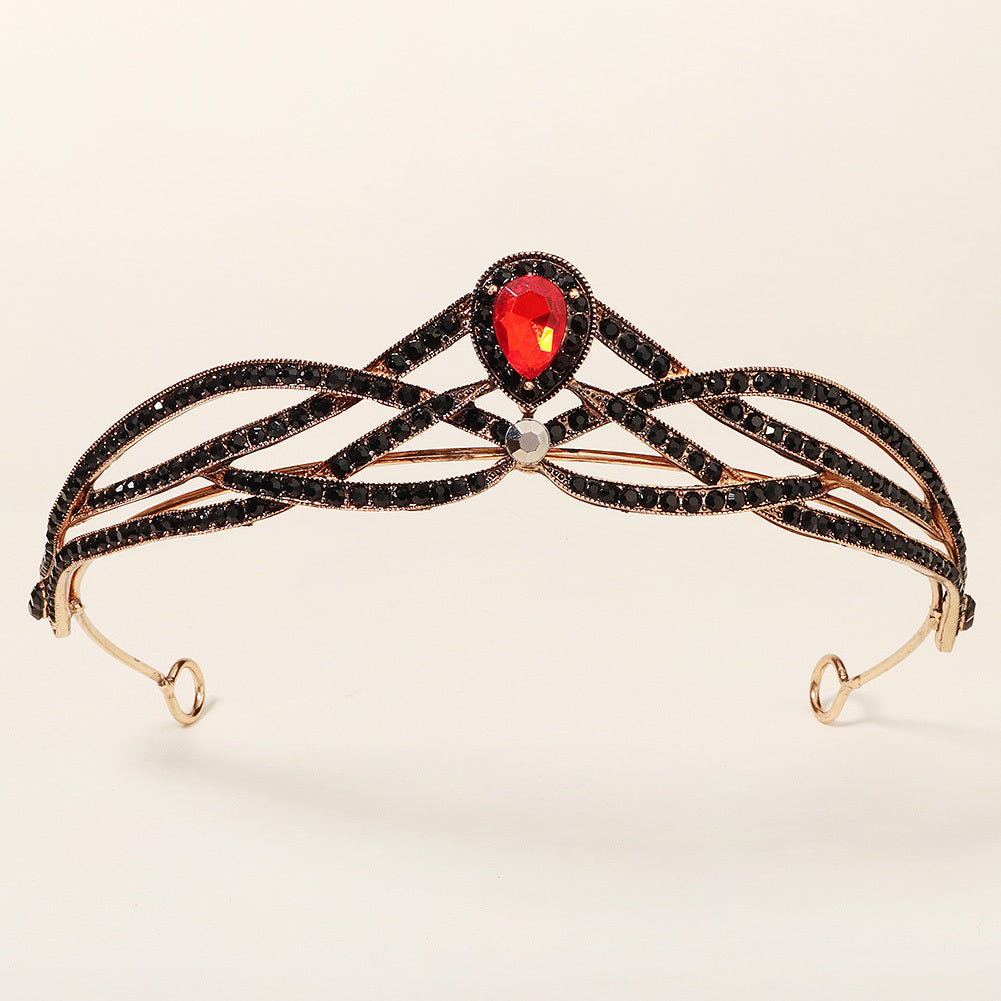 Vintage Rhinestone Headband Accessory Baroque Crown for Halloween Party