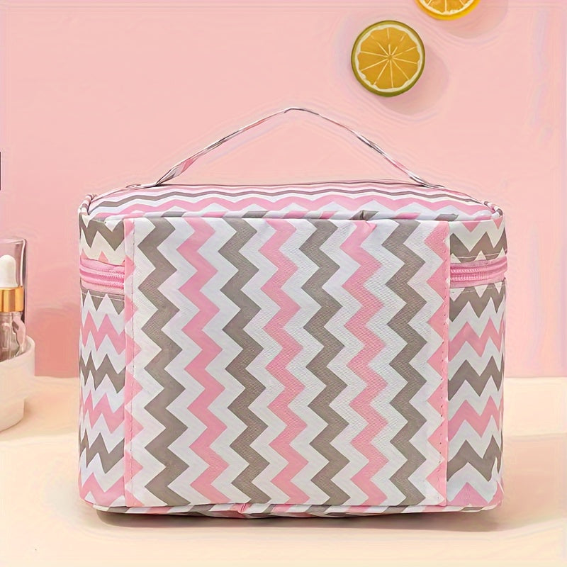 Extra Large Nylon Cosmetic Bag Travel Organizer with Secure Zipper