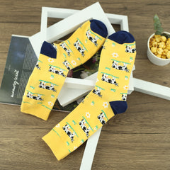 Men's Cartoon Cow Crew Socks x 2 Pairs