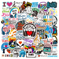 50Pcs Music Doodle Stickers, Waterproof Decorative Stickers for Phone Lap