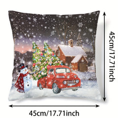 Christmas Tree Car Snowman Pillow Covers Decor