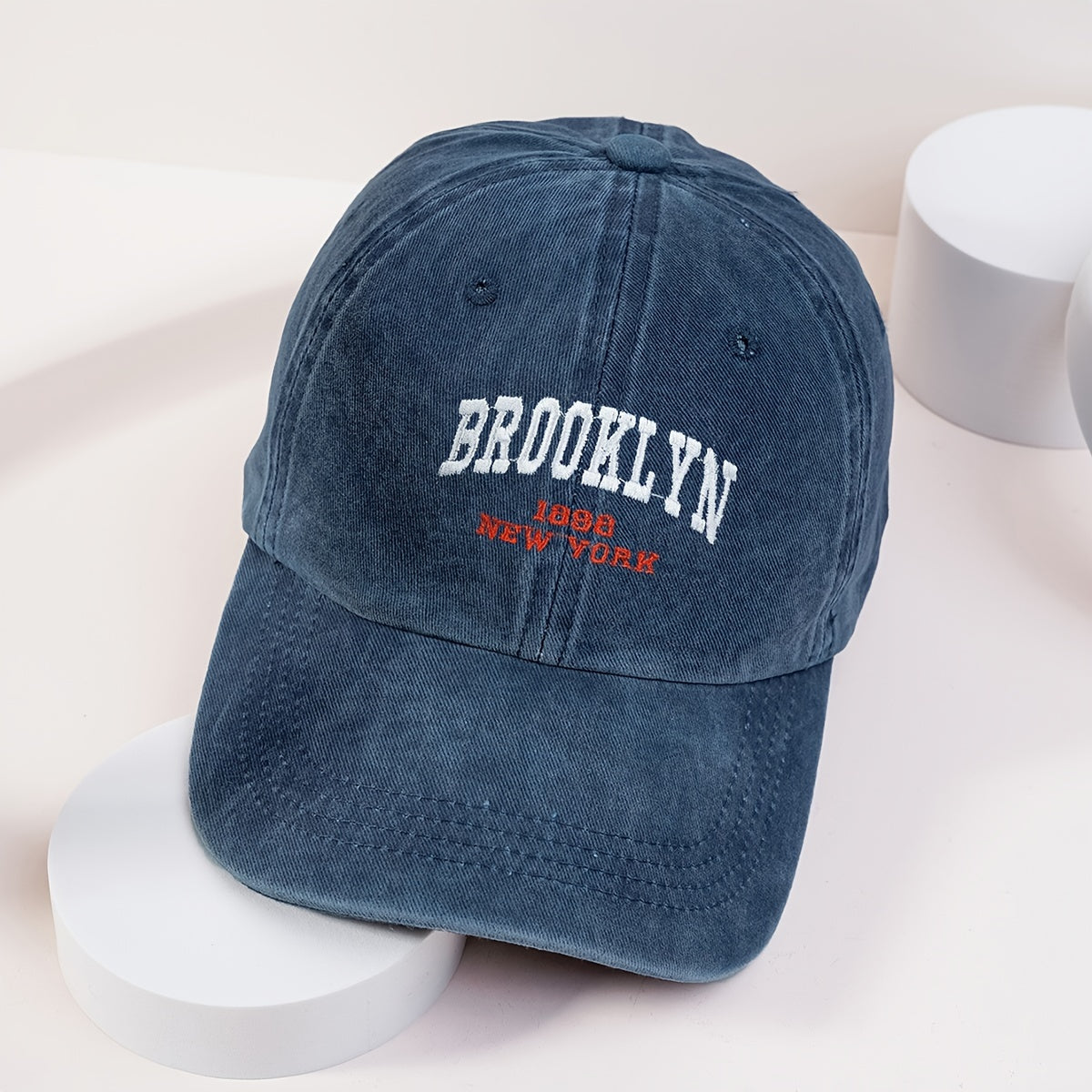 Distressed Denim Baseball Cap Embroidered Women's Sports Hat