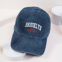 Distressed Denim Baseball Cap Embroidered Women's Sports Hat