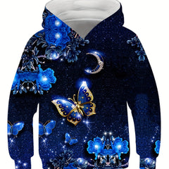 Kids 3D Butterfly Sequin Hooded Sweatshirt for Fall Winter