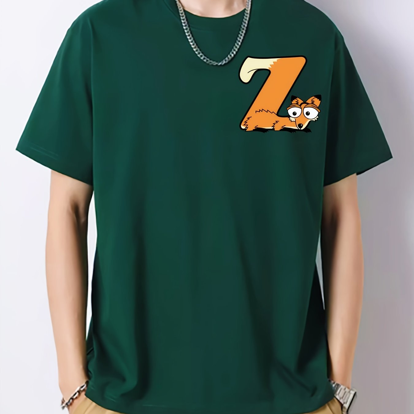 Fox Pattern Print Men's Graphic Cotton Active T shirt