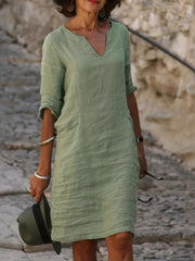 Notched Neck Vacation Dress Casual Dress For Summer & Spring