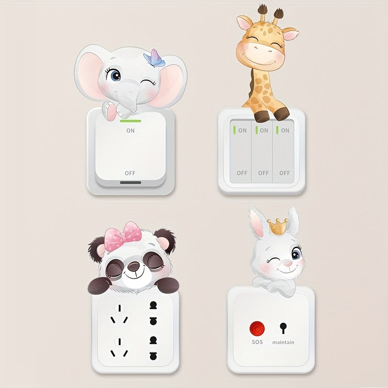 4Pcs Animal Switch Sticker Kids Room Decoration